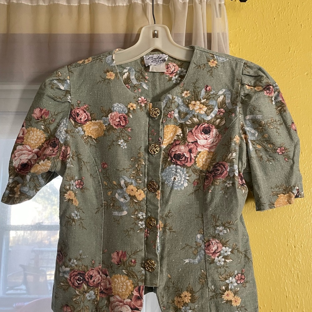 Floral Green Blouse